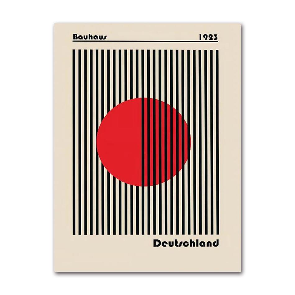 Nordic Striped Bauhaus Abstract Geometric Line Art Poster, Self-Adhesive Waterproof Wall Sticker for Cafe & Bar Room Decor