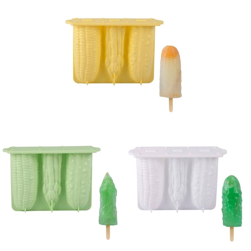 Silicone Popsicles Molds 4 Cavities Vegetable Shape Ices Cream Mold Freezers Ices Mold Cake Candy Candy Mold Nonstick