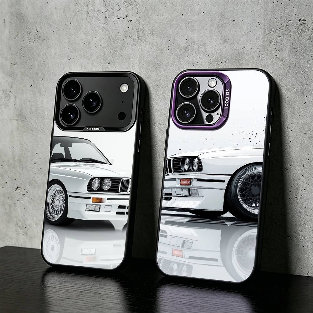 E30 CAR Phone Case For iPhone 17,16,15,14,13,12,11 Plus,Pro Max,XS,Colored Silver Phone Case