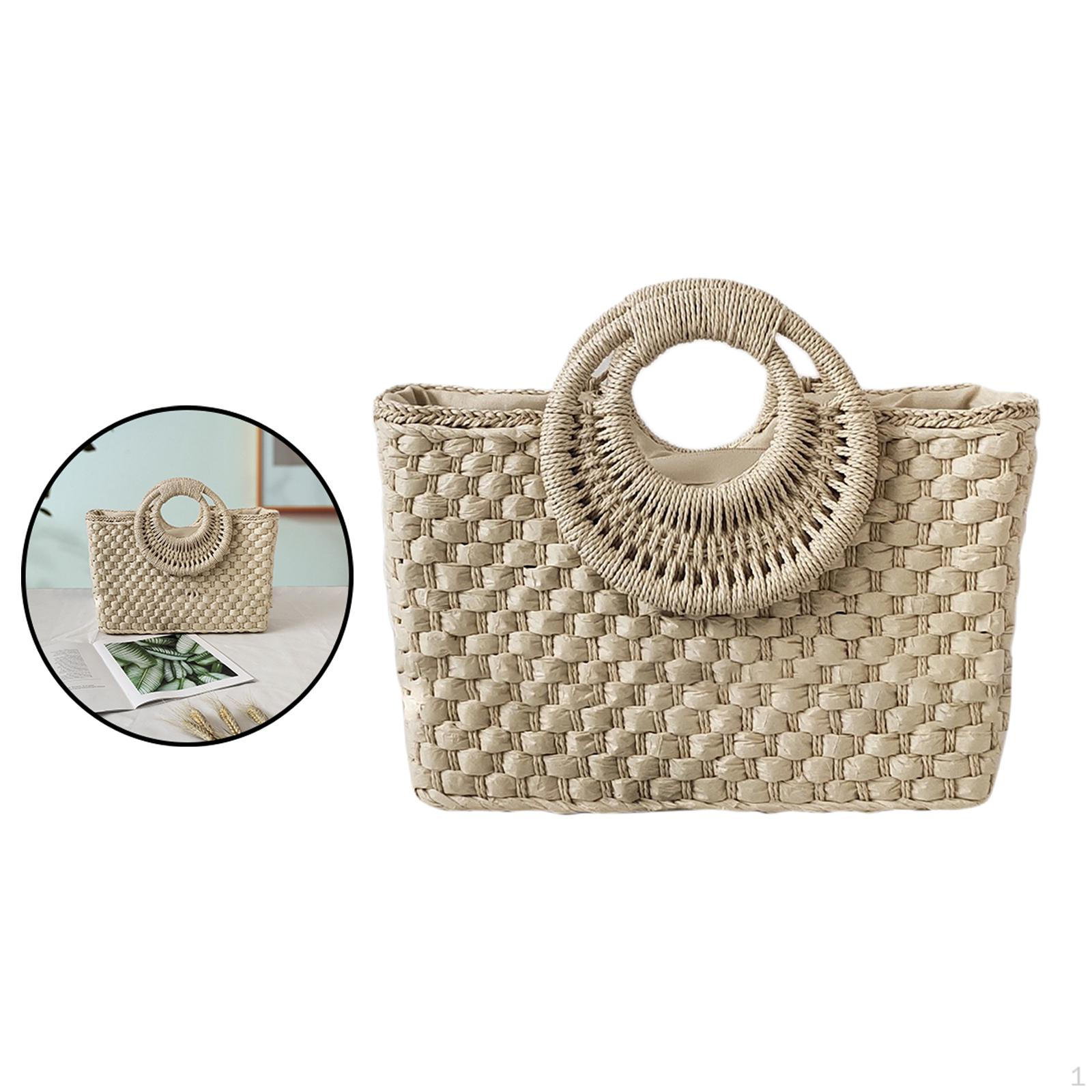 

Straw Shoulder Hand Vacation Travel Women Woven бежевий