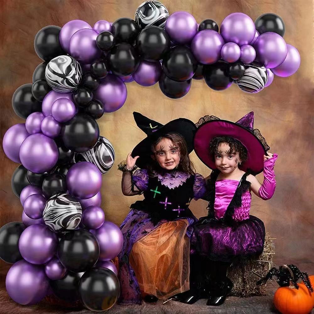 Halloween Balloon Arch Set Halloween Balloon Party Background Decoration Aluminum Film Latex Balloon Set