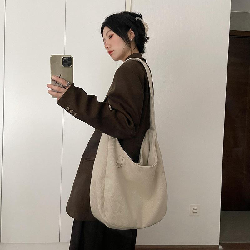 Tote Bag New Autumn and Winter Women's Bag Lazy Style Wool Commuting Large Capacity Shoulder Bag