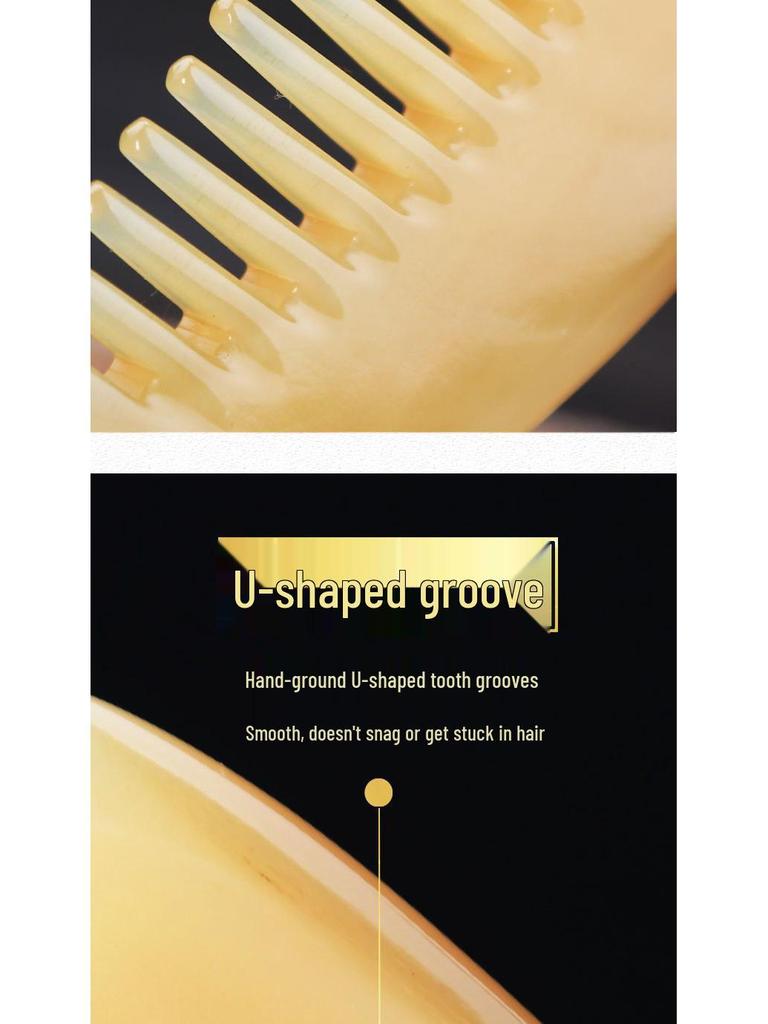 Natural Ox Horn Wide-Tooth Curly Hair Comb - Scalp Massage for Men & Women