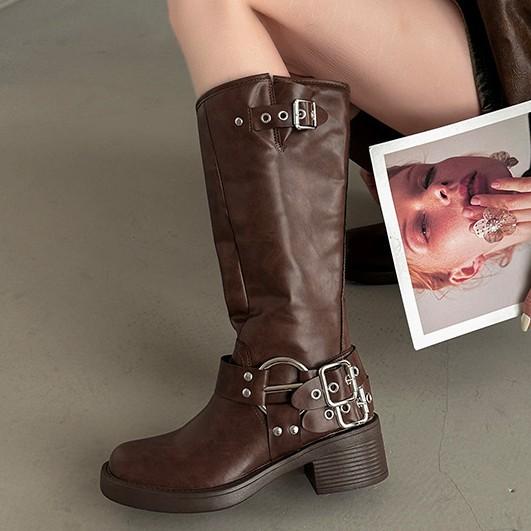 Fashion Med Heel Boots Women's Rubber Shoes Rain  Fabric PU Hoof Women's Rubber Boots Shoes Rain Med PU Hoof Heels