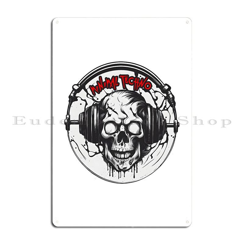 Addicted To Techno Music Saying Skull Dj Music Electro Techno 90 Metal Plates Create Cinema Wall Decor Garage Tin Sign Poster