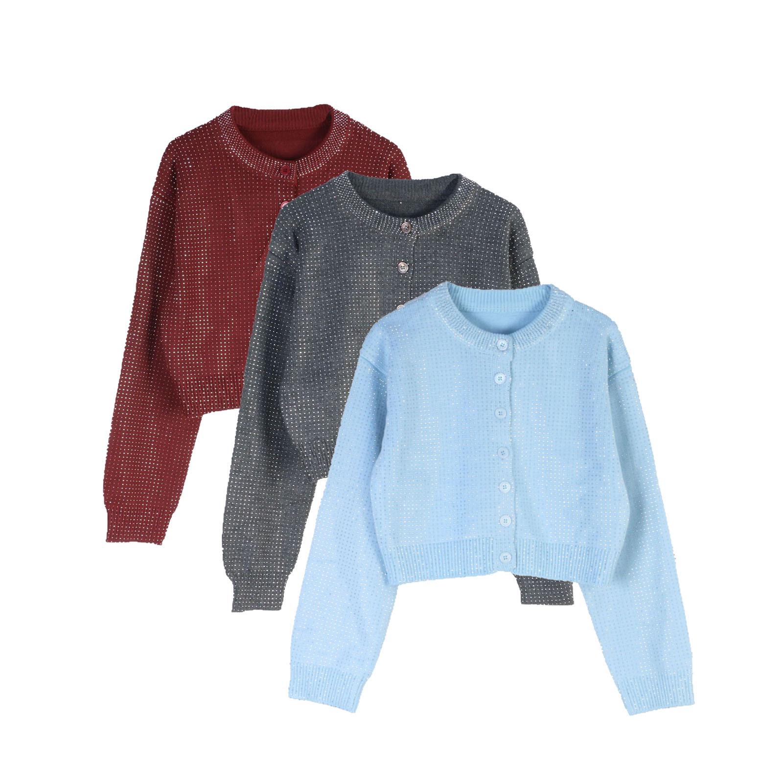 

Korean-Style Elegant Long-Sleeved Knit Cardigan for Women - Autumn/Winter Small