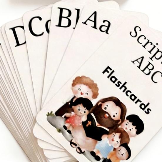 26 Pcs ABC Christian Flashcards Faith Based Alphabet Learning Cards Religious Scripture Bible Verse Cards for Preschool Sunday School Early Education