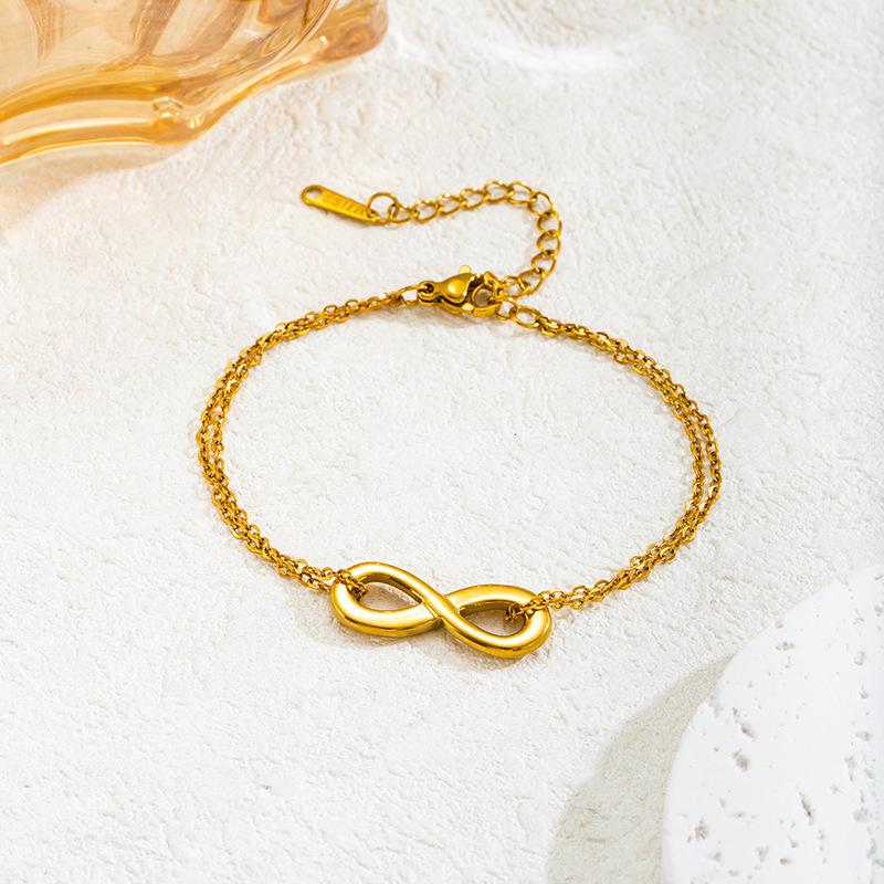 Kuziduocai 100% Stainless Steel New Fashion Waterproof Jewelry Gold-plated Infinite Charm Chain Women Necklaces Bracelets