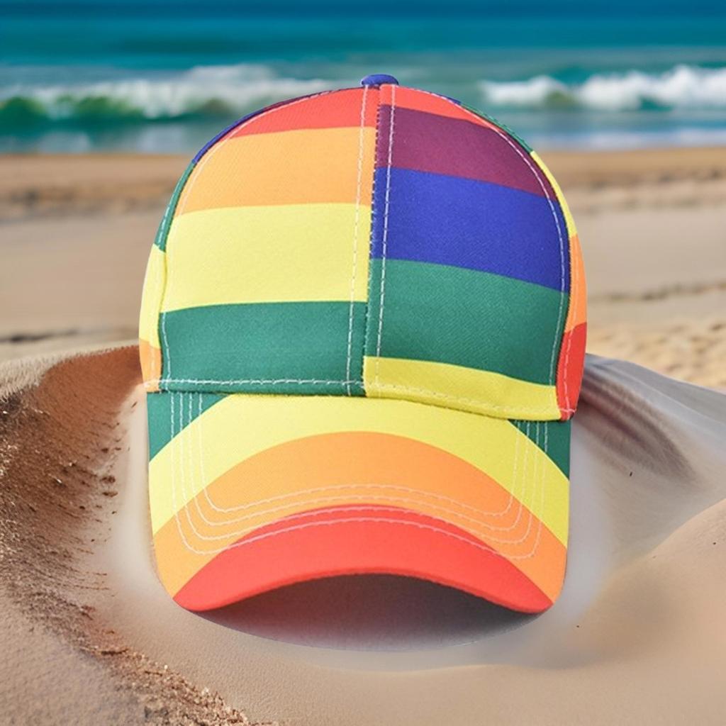 Subkultur Lässiger Sport Hut Bunter Baseballhut Regenbogen Verstellbare Papa Hüte für Reisen Fitness Training