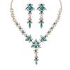 Wedding Jewelry European American Temperament Multicolor Crystal Bride Necklace Earrings Set