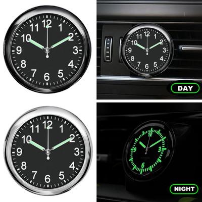 Relógio de Painel de Carro com Mostrador Luminoso - Exibição de Tempo para Condução Segura, Relógio de Saída de Ar Interno Automático com Números que Brilham no Escuro