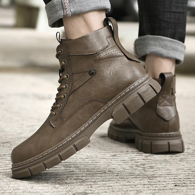 Scarpe da Uomo alla Moda Comode Designer Stivali Chelsea alla Caviglia in Vera Pelle Scarpe da Uomo Suola Spessa Stivali Casual da Motociclista Uomo Business