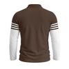 Men Striped Color Block Long Sleeve Polo Shirts Autumn Turn-Down Collar Patchwork Tops Casual Daily Golf T Shirts
