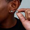Sea Blue Stud Earring for Men Boys,Hypoallergenic Stainless Steel Round Metal Earrings,Stylish Jewelry Gift