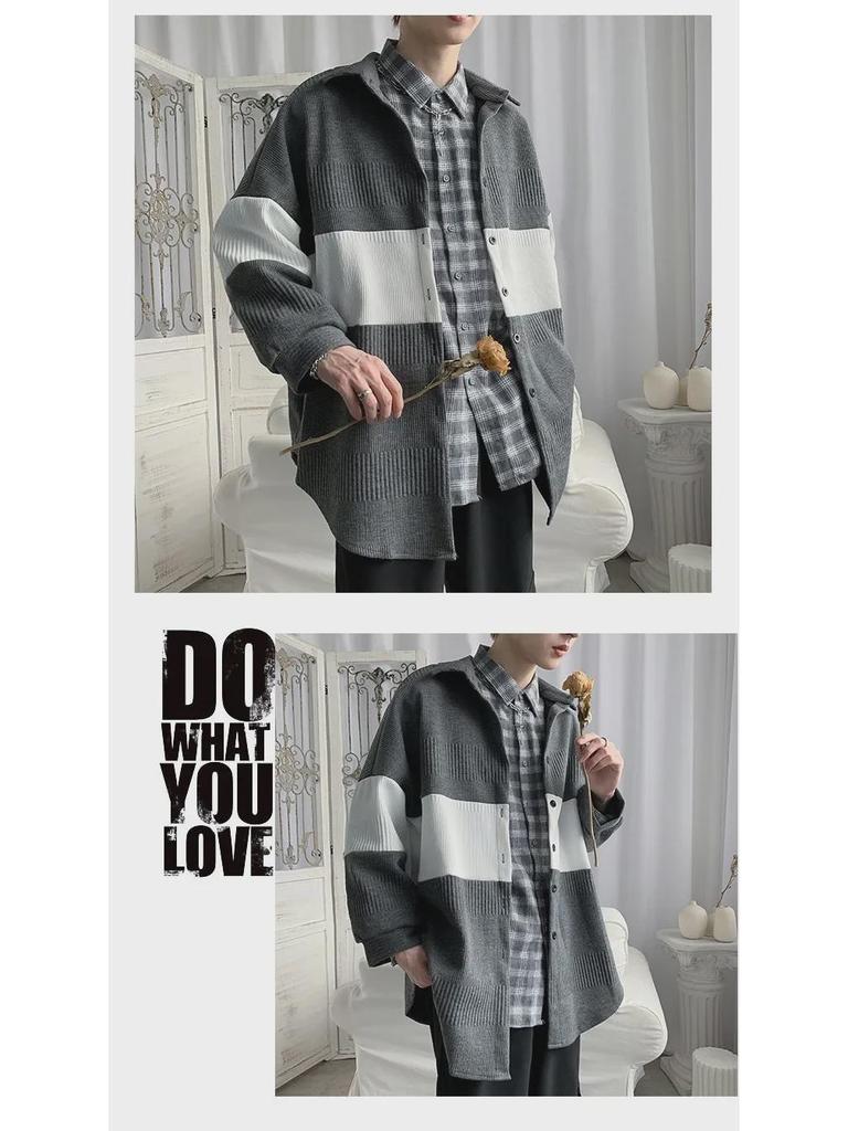 Men's Trendy Hong Kong Style Knitted Jacket - Loose, Handsome Spring & Autumn Coat 2023