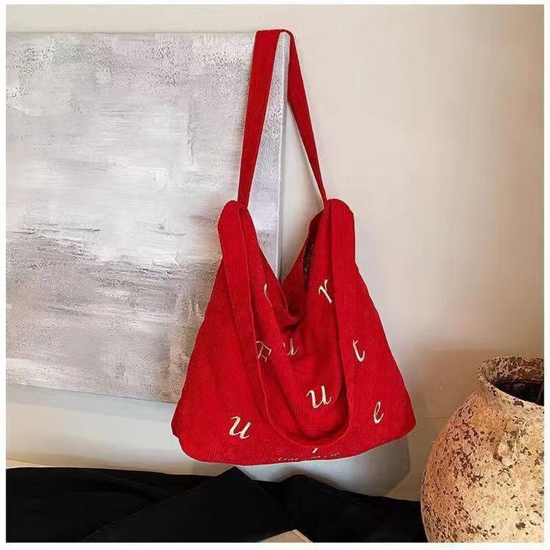 REWELL Вельветовая сумка-тоут через плечо в корейском стиле с принтом букв