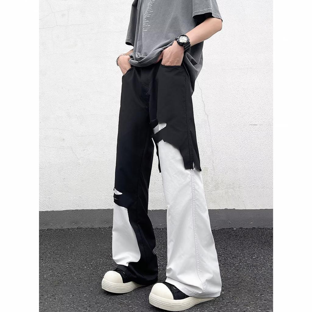Jeans Larghi Unisex a Vita Media Deostrutturati Vestibilità Larga Vintage Americano Lavato Baggy in Denim Pantaloni Rilassati Lunghi Fino a Terra