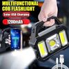 Multifunctional COB Searchlight LED Strong Light Flashlight Solar Charging Waterproof Outdoor Emergency Lighting Work Light 6 Modes