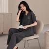 Short-sleeved Long Pants Pajamas Women's Senior Sense 1011 New Summer Pure Cotton Loungewear Women Can Wear Summer Suits