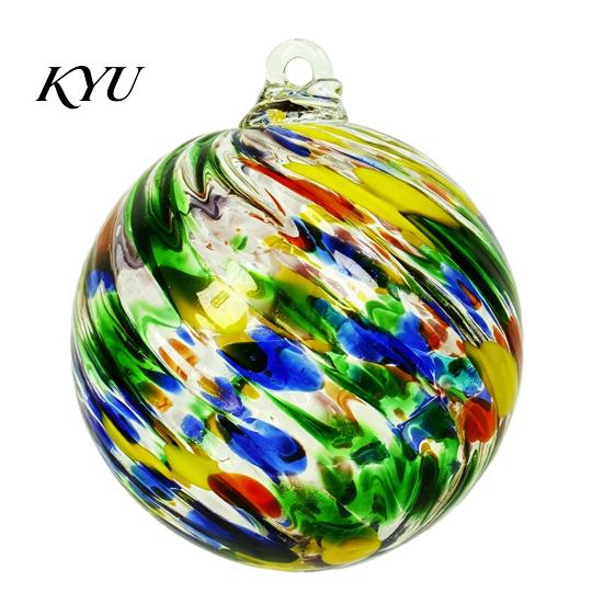 High Borosilicate Glass Spheres Hand Blown Ball Ornament, Colorful Christmas Hanging Decoration Reflective Baubles for Tree, Window, Patio,