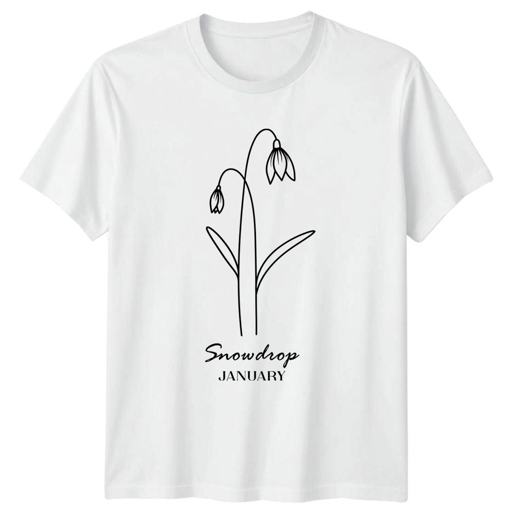 Snowdrop January Unisexs TShirt January Birth Flower Floral Birthday Gift For S