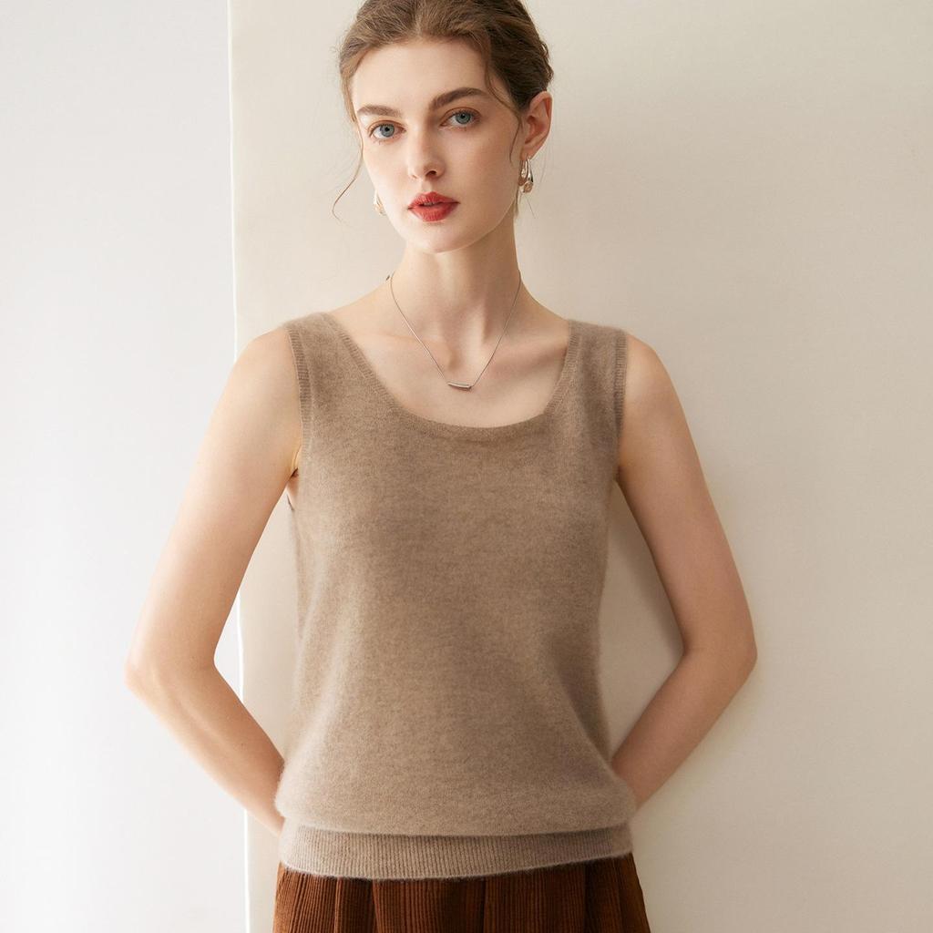 Lekasha Damen 100% reines Kaschmir ärmelloser Strick-Camisole