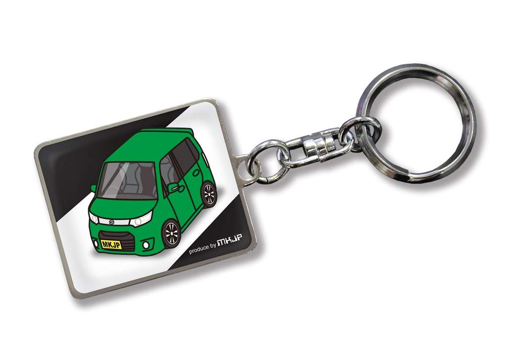 MKJP Custom Keychain for Suzuki Wagon R Stingray Black Green Car Color MH34S, Base,