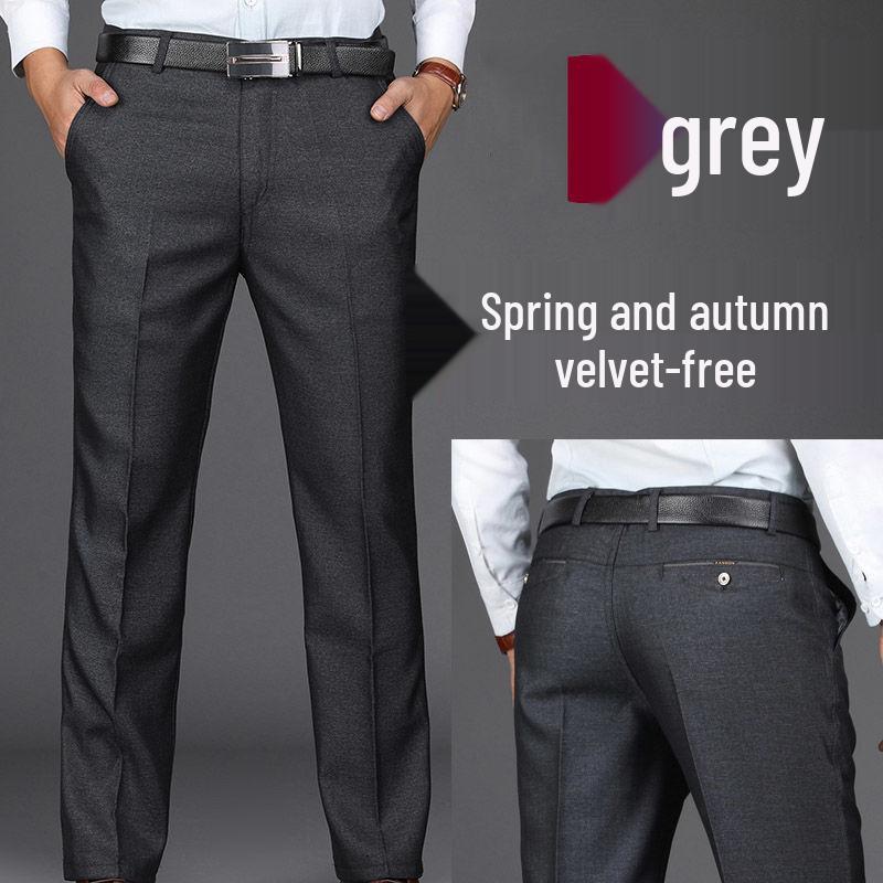 

Men s Fleece-Lined Straight-Leg Dress Pants for Autumn & Winter - Casual, Loose, Thickened Style for Middle-Aged & Elderly. Size 38