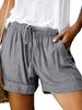 Shorts décontractés d'été pour femmes, couleur unie, coton et lin, coupe ample, cordon de serrage, poche, couleur unie