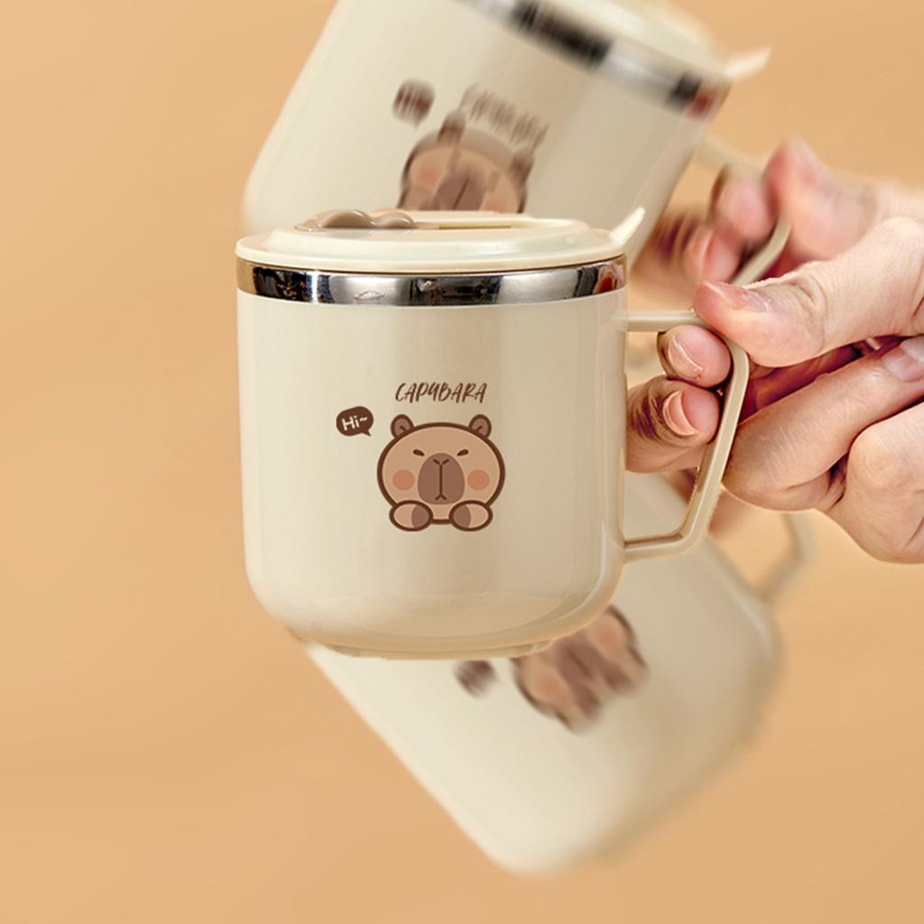 WORTHBUY Mini Capybara 316 Stainless Steel Milk Coffee Cup Double-Wall Insulated Anti Scalding Mug Leak-proof Kids Water Cup
