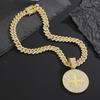 Men Hip Hop Long Cuban Chain Set Full Diamond Cross Star Round Plate Pendant European American Street Personality Niche Fashion Neck Jewelry Gift