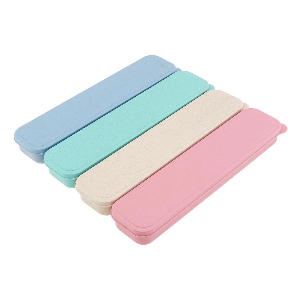 Split Type Wheat Straw Portable Tableware Storage Box Dinnerware Boxes for Camping, School , Picnics