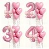 6/7Pcs Birthday Party Wedding Engagements Anniversaries Decor Pink Bow Heart Balloon With 32Inch Pink Number Foil Balloon