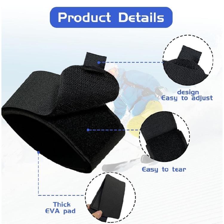 6Pcs Adjustable Ski Wrap Ties Band Storage Ties Fastener Tape Ski Poles Carriers Strap for Ski Sport Men Women