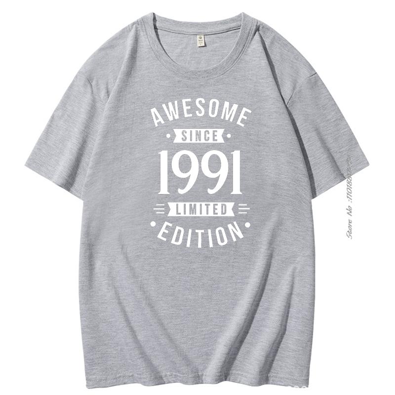 Summer Mens Tshirt Born In 1991 Awesome Since Retro Birthday Graphic T Shirts Fashion Short Sleeve Tshirt Cotton Tshirt