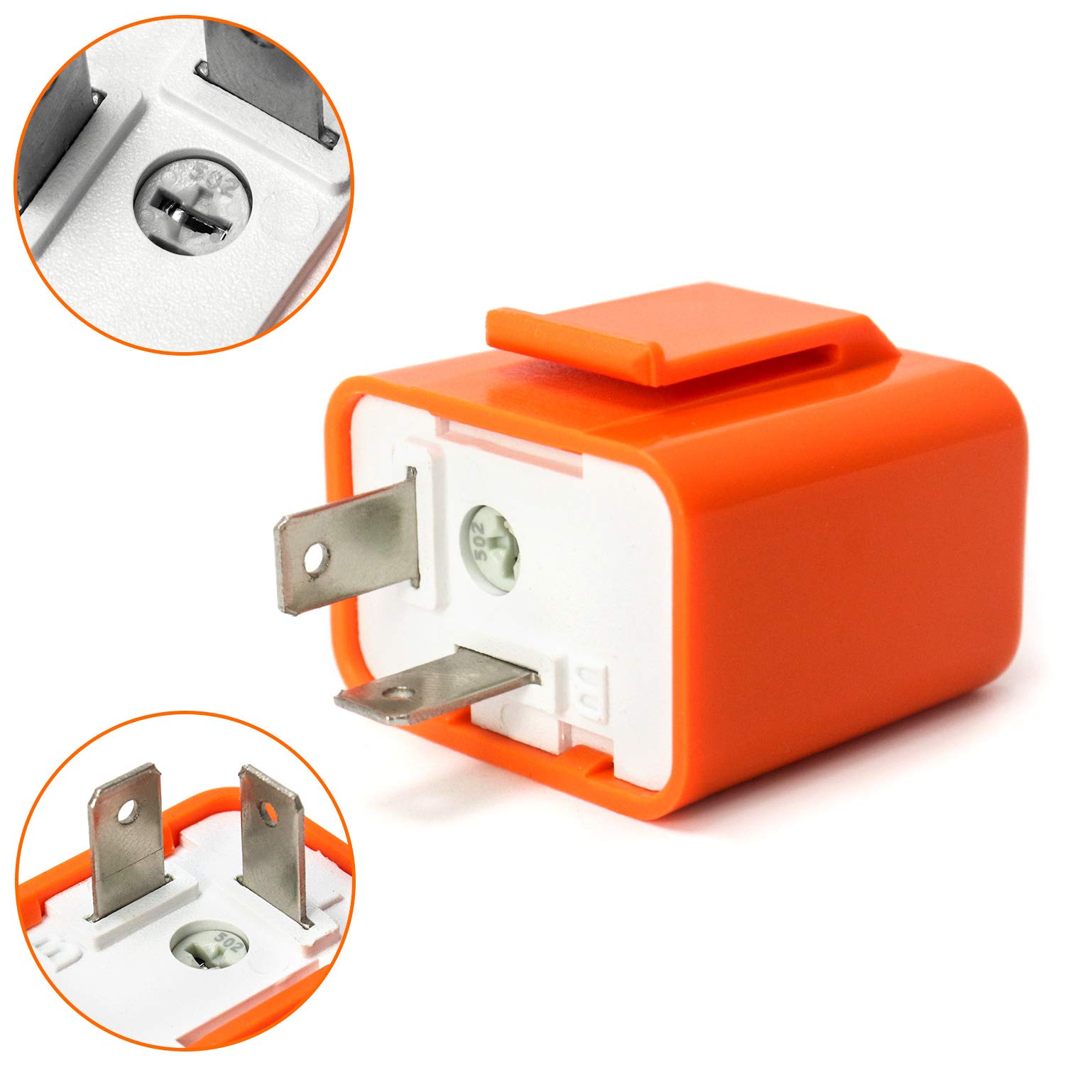 QWORK 2Pcs 2-Pin Electronic Turn Signal Flasher Relay Fix Motorcycle Turn Signal Hyper Flash, Adjustable Motorcycle LED Turn Signal Hyper Indicator