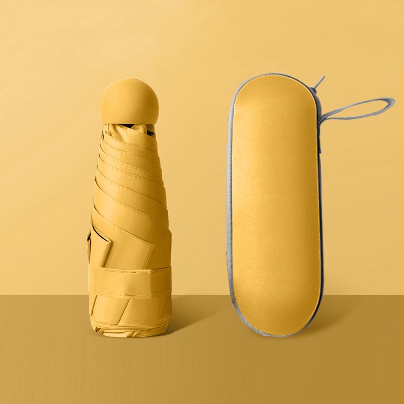 50% avslag: Kompakt Svart Plast Mini Paraply for UV-beskyttelse - Dobbeltbruk for Sol og Regn