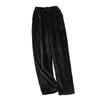 Men Homewear Pants Thicken Loose Solid Color Coral Fleece Elastic Waist Cold-proof Drawstring Loose Men Winter Pants for Camping