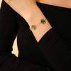 Bracciale Fiore fortunato a cinque petali per donna Acciaio inossidabile 316L Fiore di prugno a doppia faccia Quadrifoglio Gioielli per feste Regali