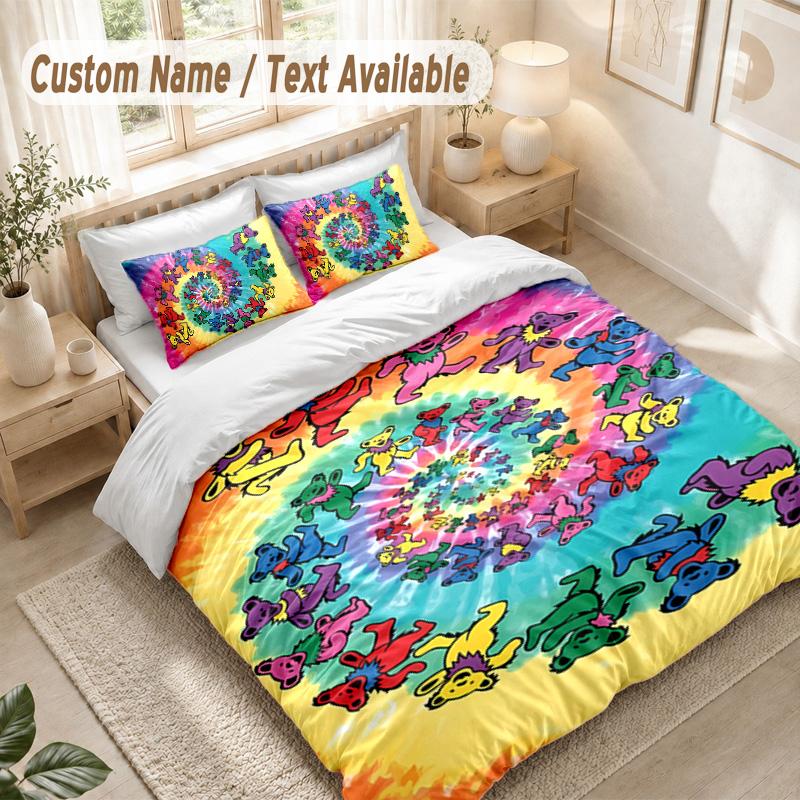 Bear Bedding Set, 1 Duvet Cover & 2 Pillowcases Soft Comfortable Bedroom Home Textile Decor