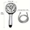 1pc High Pressure Handheld Shower Head, 10 Spray Settings Water Saving Shower Heads Choose Stainless Steel Hose, Holder