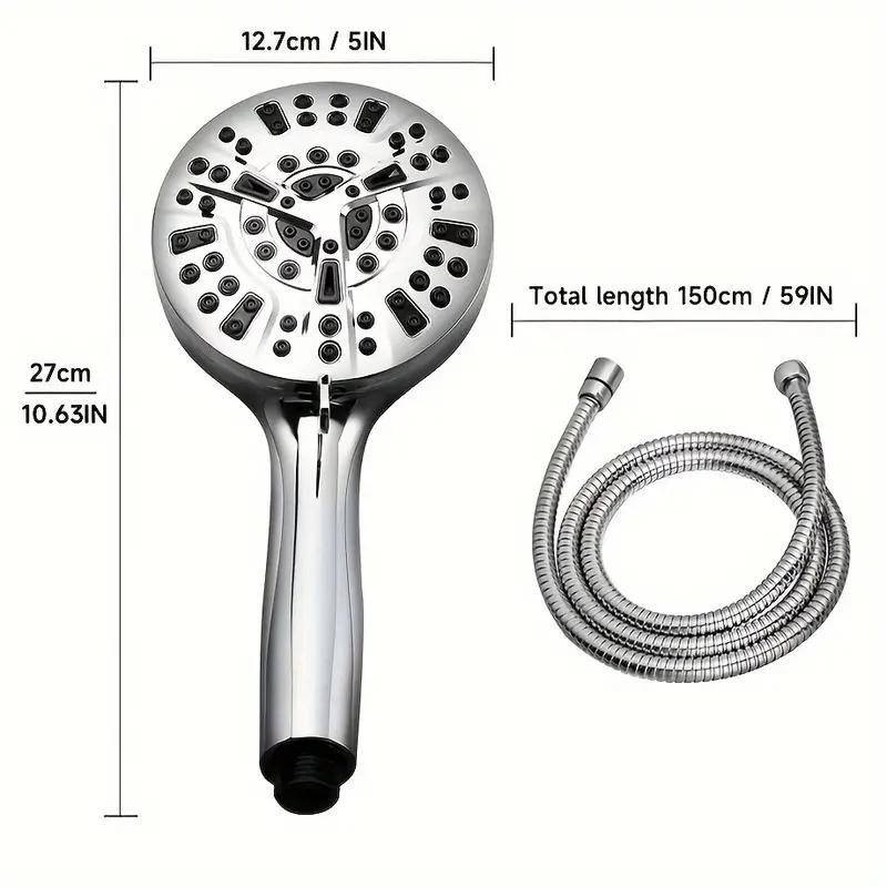 1pc High Pressure Handheld Shower Head, 10 Spray Settings Water Saving Shower Heads Choose Stainless Steel Hose, Holder