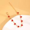 Elegant Red Crystal Zircon Metal Chain Women's Bracelet Red Heart-shaped Bracelet Party Wedding Girl Wrist Jewelry Gift