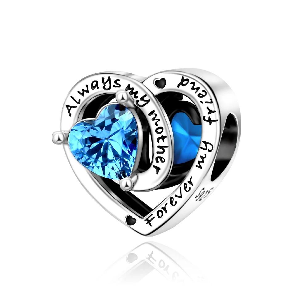 New 12 Birthstone Collection copper Colorful Eternity Heart Charm Authentic Design Bead Charms Fits Do It Yourself Birthday Women Gift