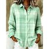 Damen Herbst Knopfleiste Bluse Mehrfarbig Gestreifter Druck Revers Damenhemd Langarm Elegant Täglich Büro Damen Blusen