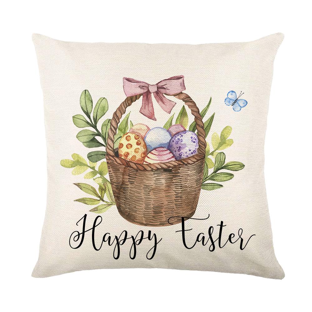Home Nordic Easter Bunny Pillow Cover Sofa Pillow Bedside Pillow Cover Linen Pillow Cover