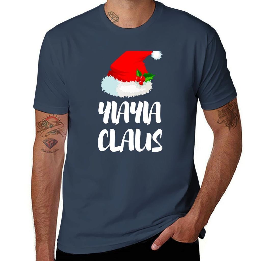 Funny Yiayia Claus Christmas Tshirt Fashion Simple Casual Tee Shirt