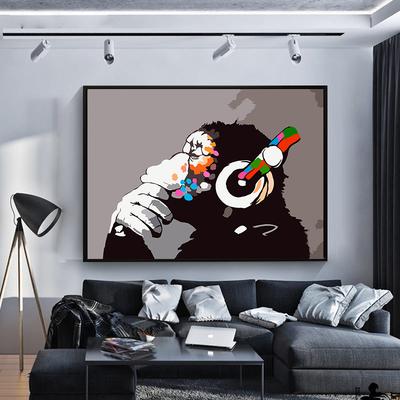 Graffiti Dekoratives Leinwandgemälde Folge deinen Träumen Affenkunst Poster Drucke Zimmerwanddekor