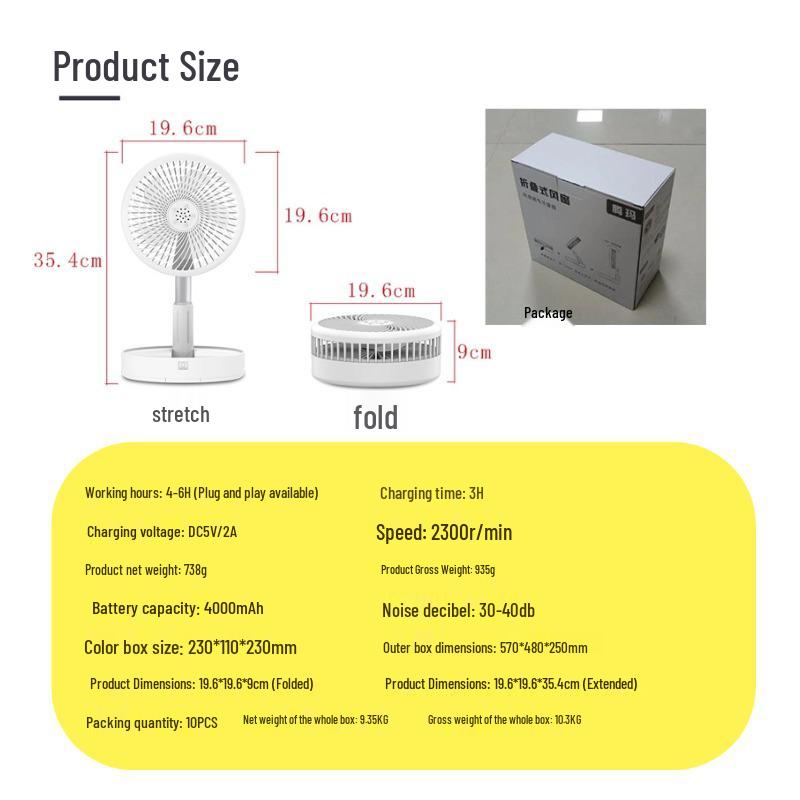 Portable Folding USB Electric Fan for Dorm, Office & Outdoors