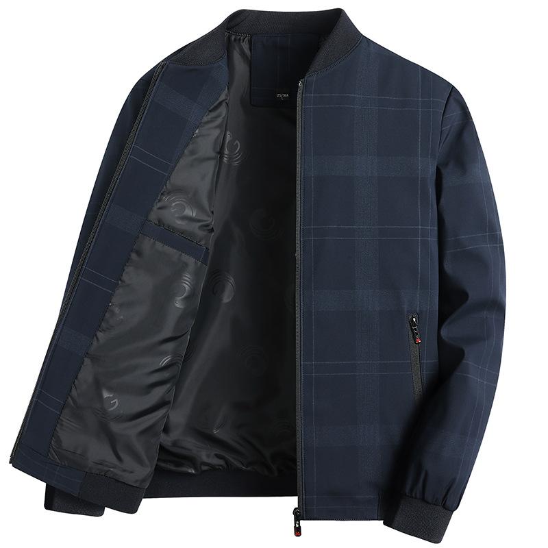 

New Spring and Autumn Men s Casual Baseball Collar Loose Jacket Middle-aged and Elderly Business Dad Versatile Coat Stand Collar XXXXL